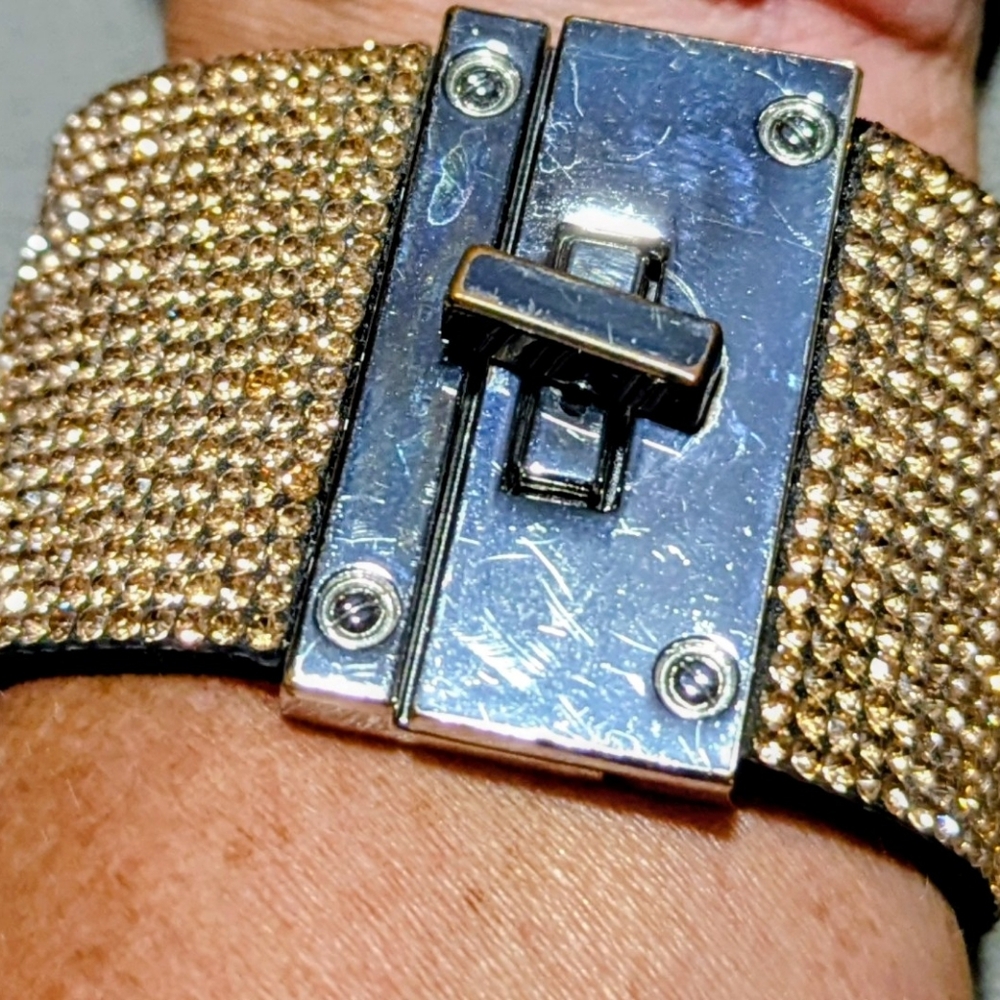 Express Rose Gold Rhinestone Cuff Bracelet - Picture 8 of 8